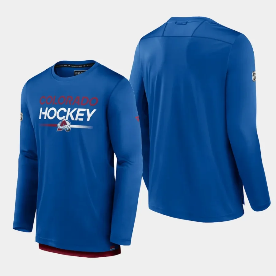 men colorado avalanche authentic pro blue long sleeve t shirt