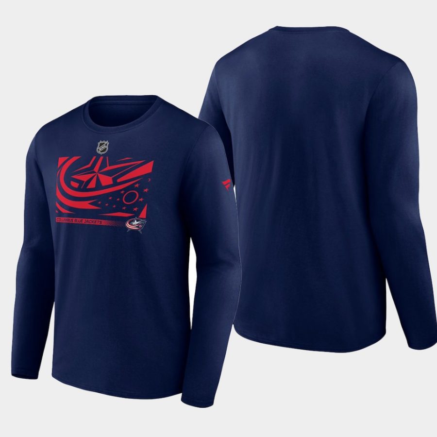 men columbus blue jackets authentic pro core collection navy secondary long sleeve t shirt