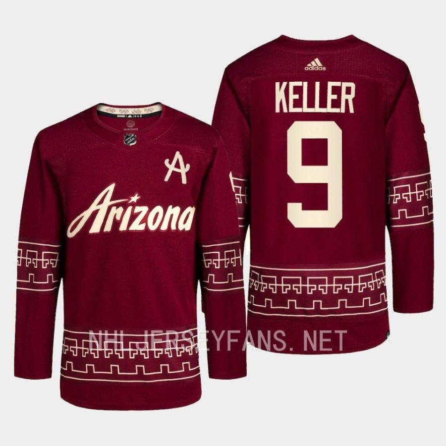 men coyotes clayton keller 2022 23 primegreen authentic desert night alternate garnet jersey