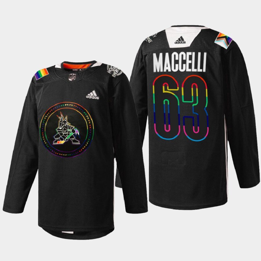 men coyotes matias maccelli hockeyisforeveryone pride night 2022 black jersey