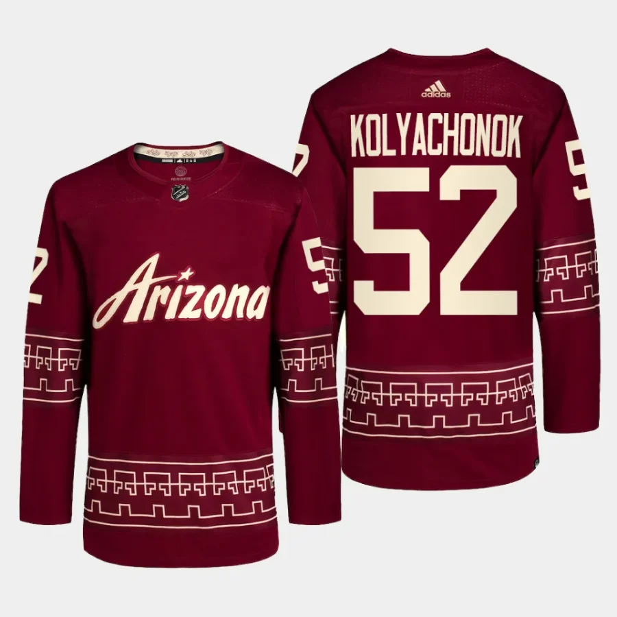 men coyotes vladislav kolyachonok 2022 23 primegreen authentic alternate garnet jersey