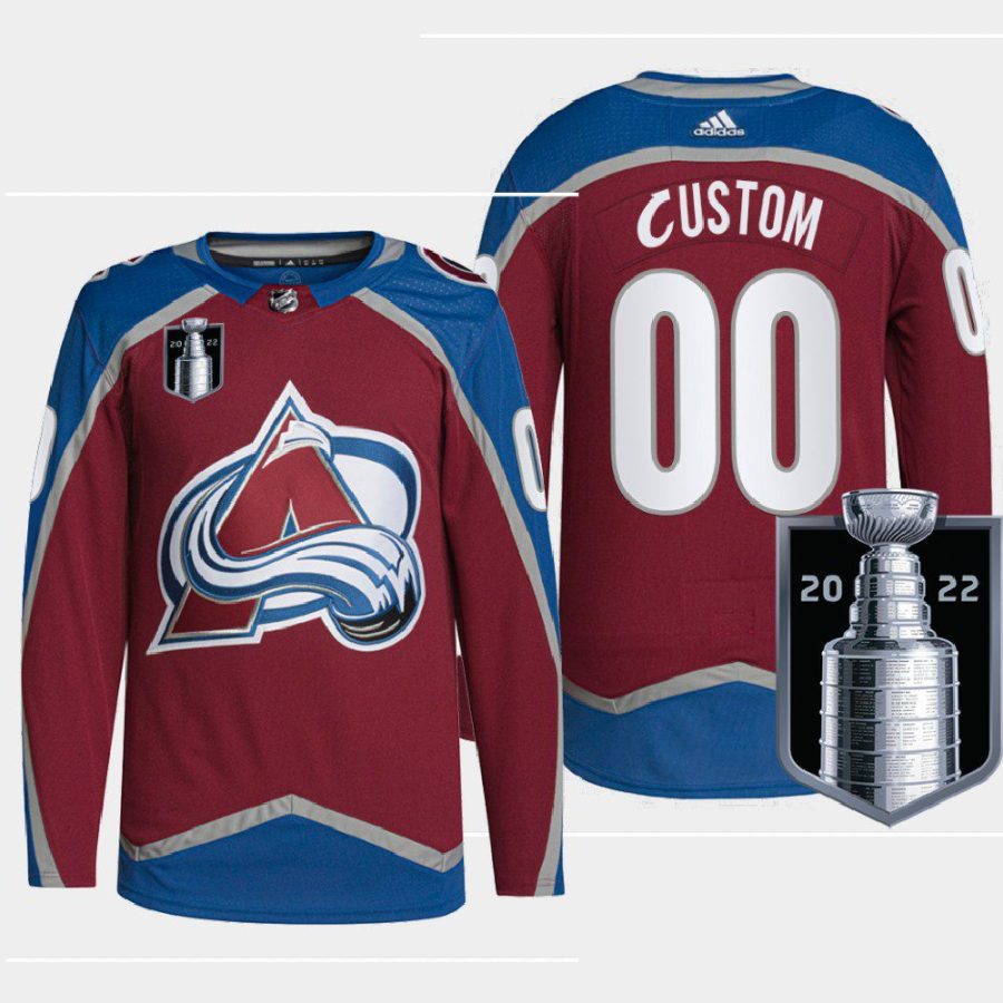 men custom avalanche burgundy 2022 stanley cup playoffs authentic pro jersey