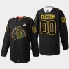 men custom blackhawks black foundation night warm up jersey