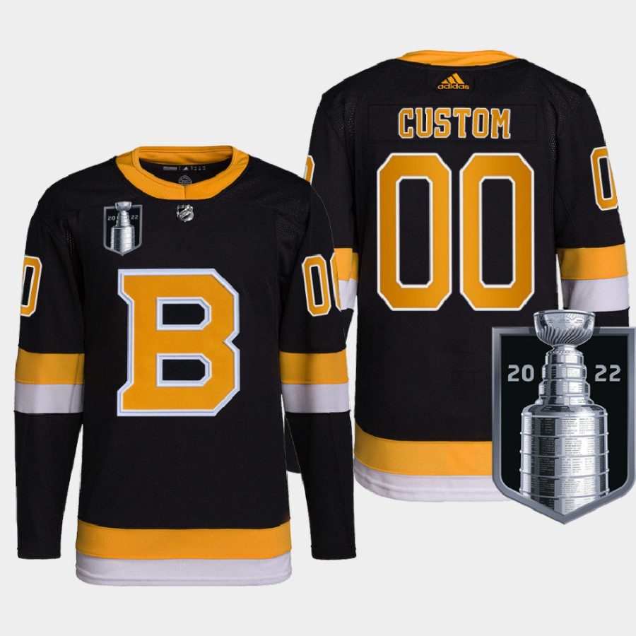 men custom bruins black 2022 stanley cup playoffs authentic pro jersey