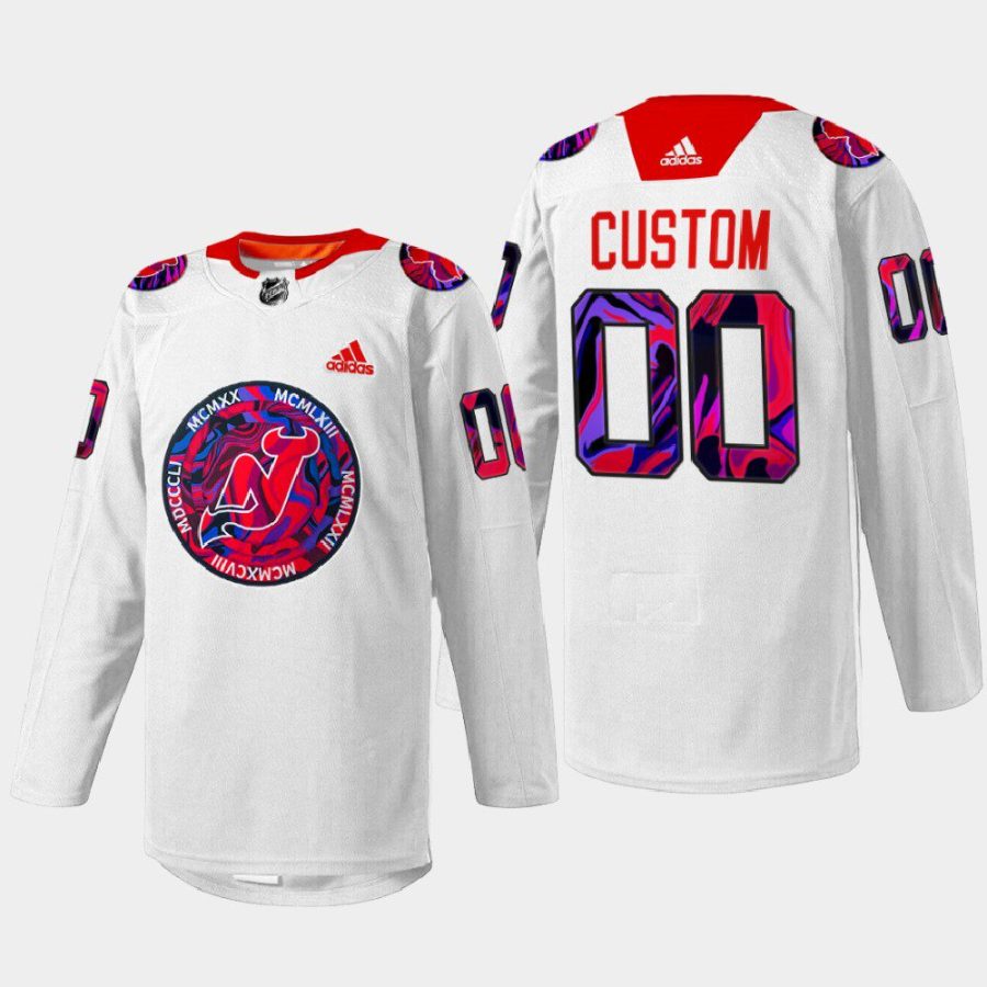 men custom devils white gender equality night warm up jersey