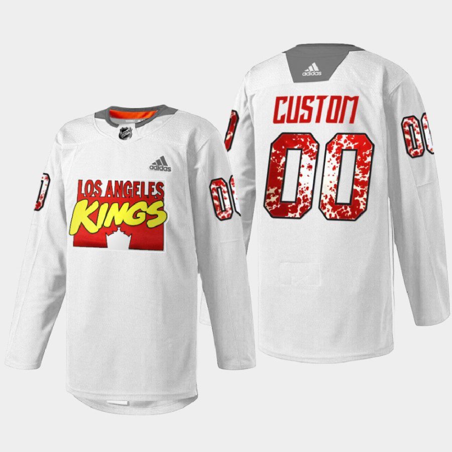 men custom la kings white marvel super hero night special warmup jersey