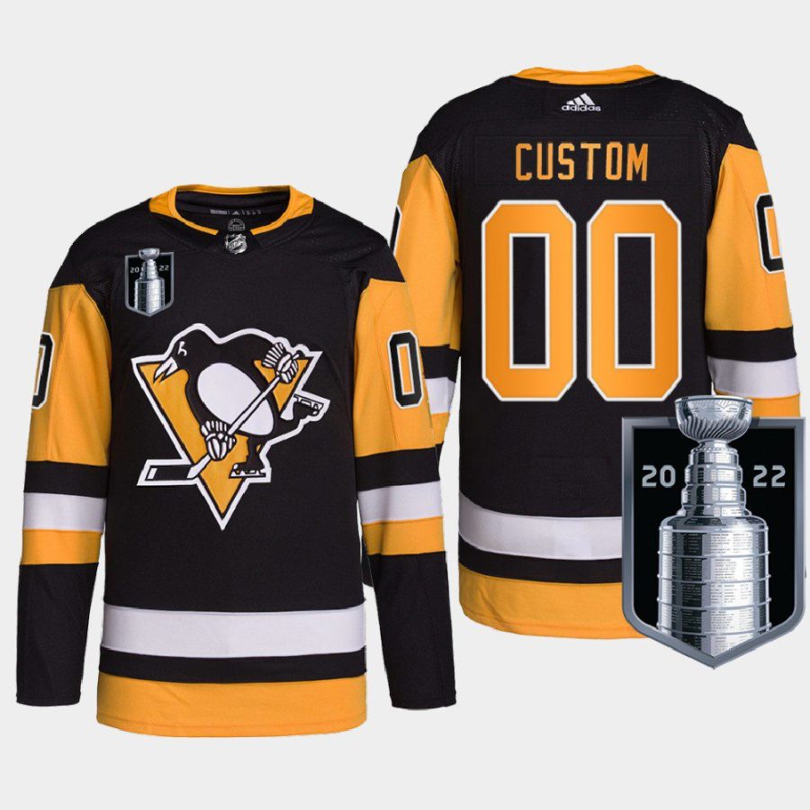 men custom penguins black 2022 stanley cup playoffs authentic pro jersey