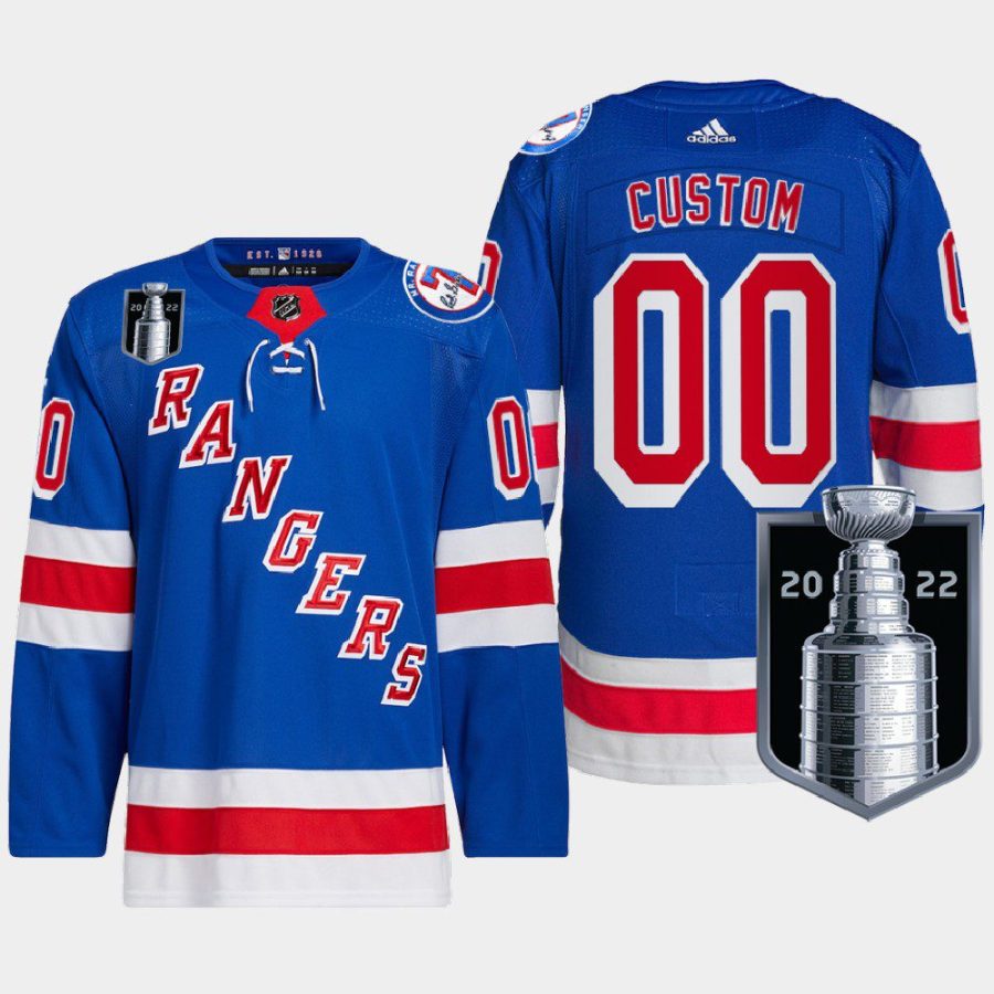 men custom rangers royal 2022 stanley cup playoffs authentic pro jersey