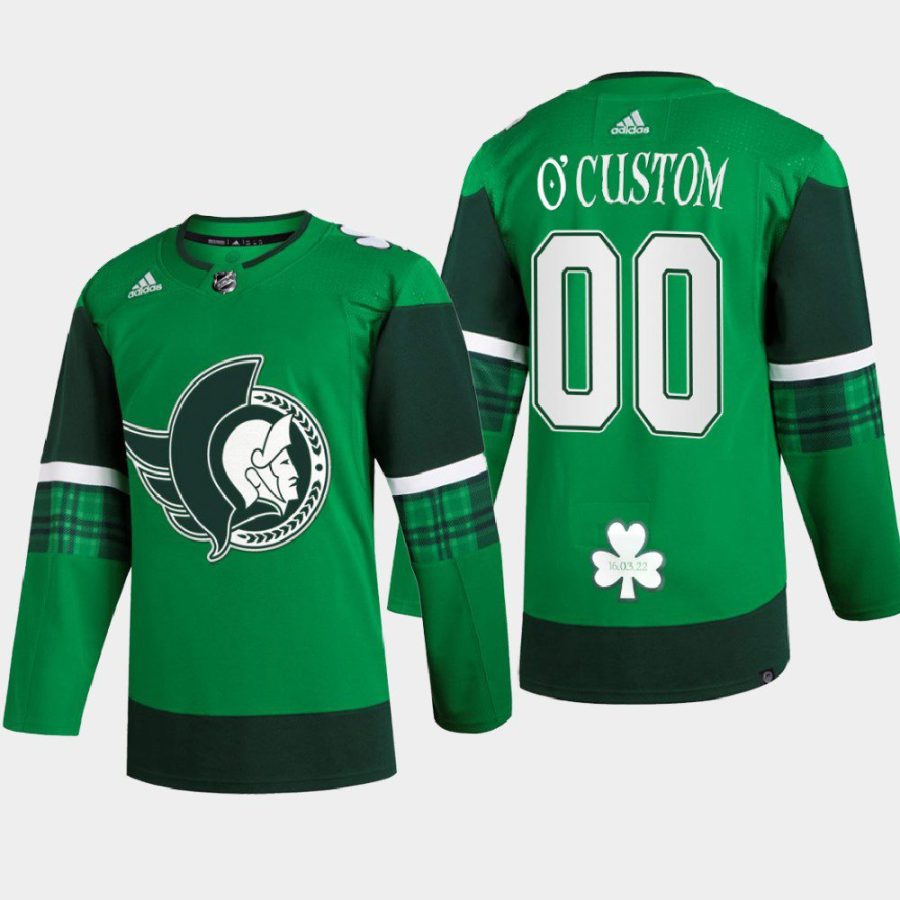 men custom senators green st. patrick warm up jersey