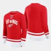 men detroit red wings back pass red lace up long sleeve t shirt