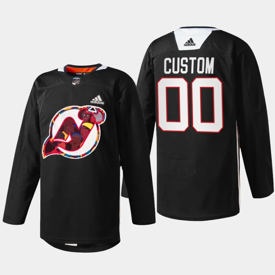 men devils custom specialty 2024 black history celebration black jersey