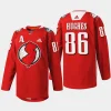 men devils jack hughes warm up 2023 fan appreciation red jersey