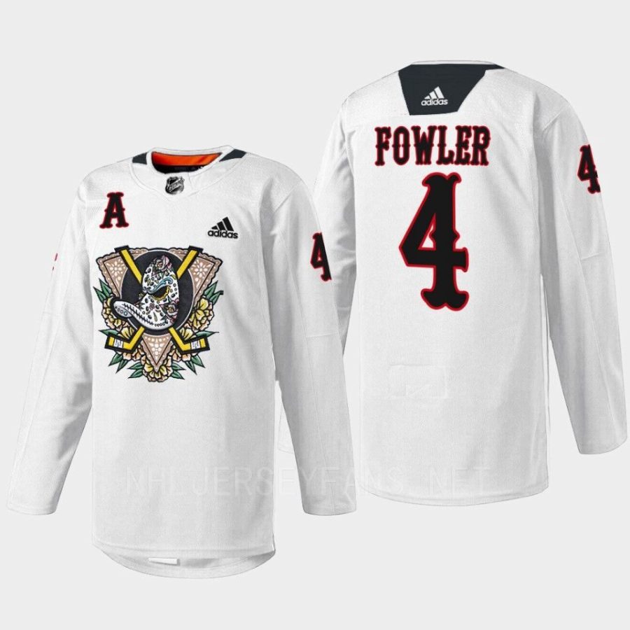 men ducks cam fowler 2022 warmup dia de muertos night white jersey