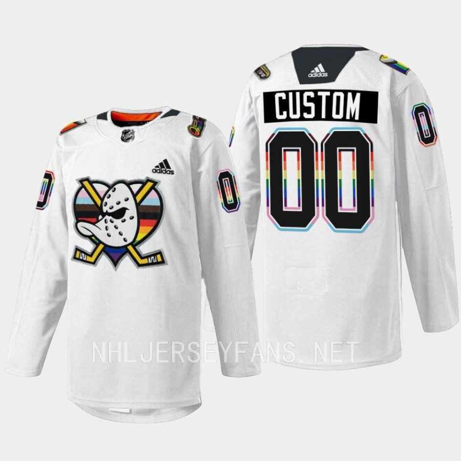 men ducks custom warm up pride night 2023 white jersey