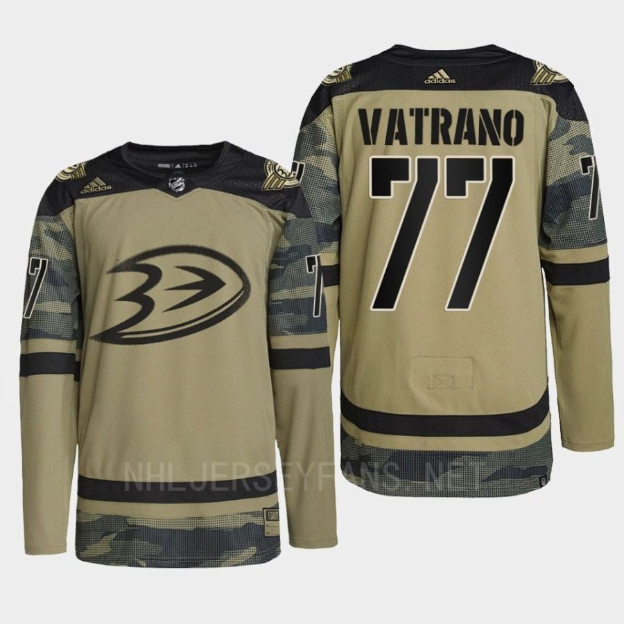 men ducks frank vatrano 2022 warmup military appreciation night camo jersey