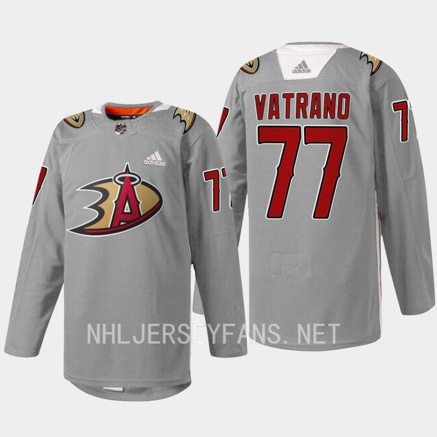 men ducks frank vatrano warmup 2023 angels night gray jersey