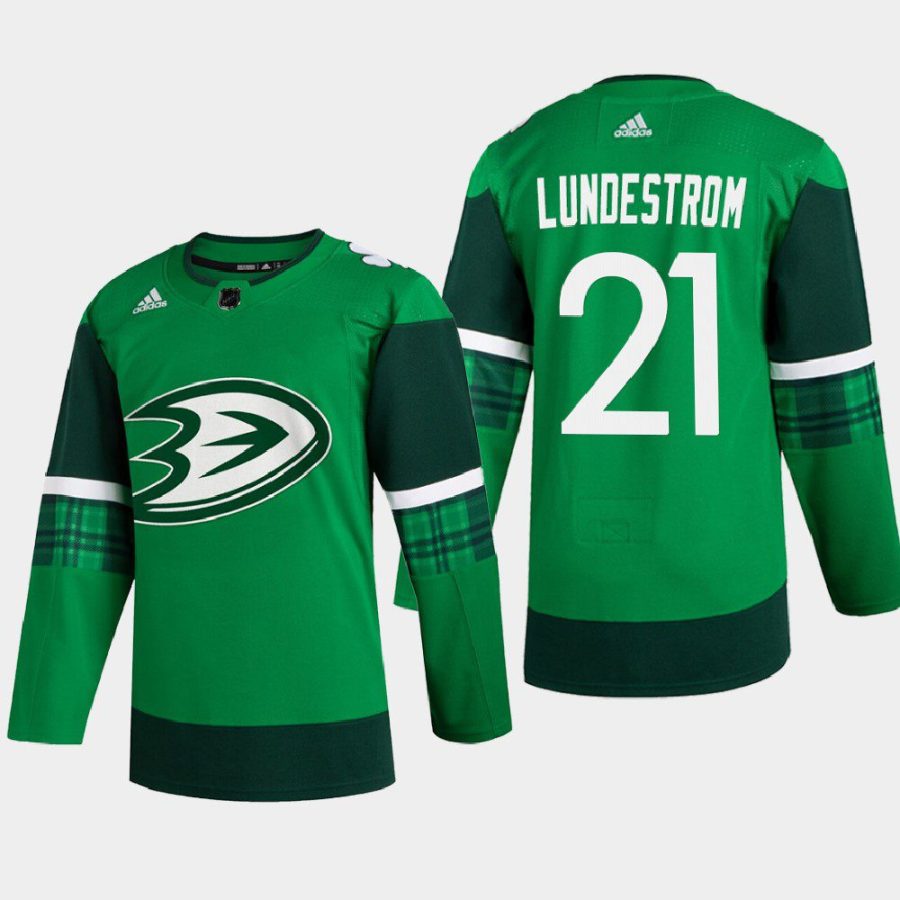 men ducks isac lundestrom warmup st. patricks day green jersey