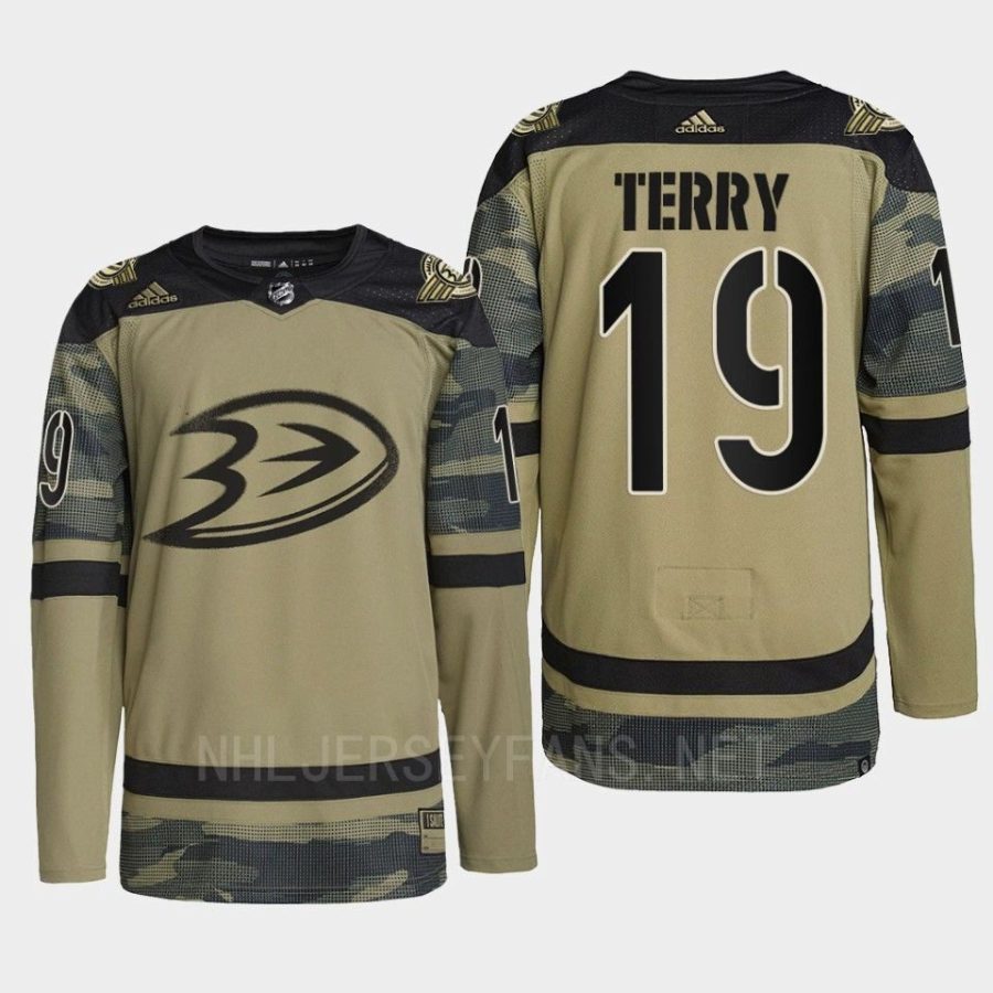 men ducks troy terry 2022 warmup military appreciation night camo jersey