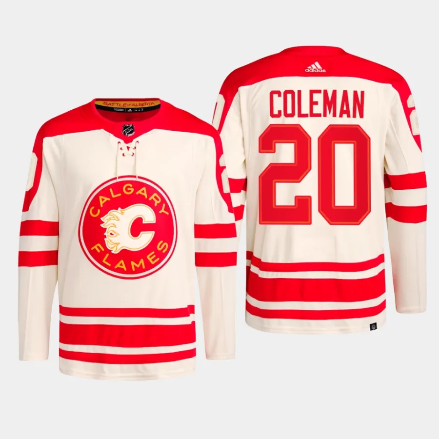 men flames blake coleman primegreen 2023 nhl heritage classic authentic player cream jersey