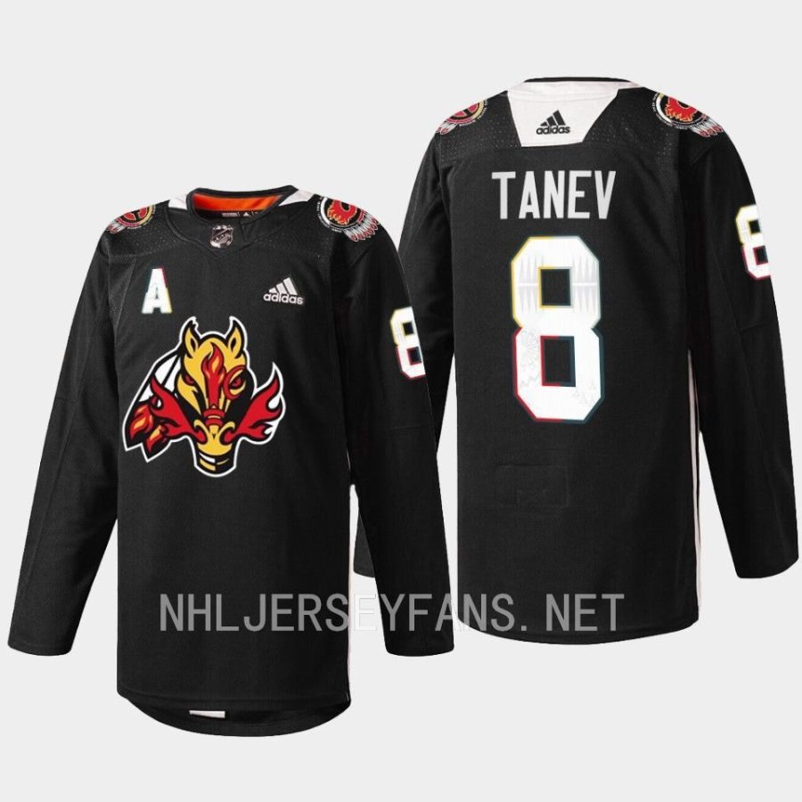 men flames christopher tanev 2023 warmup indigenous celebration night black jersey