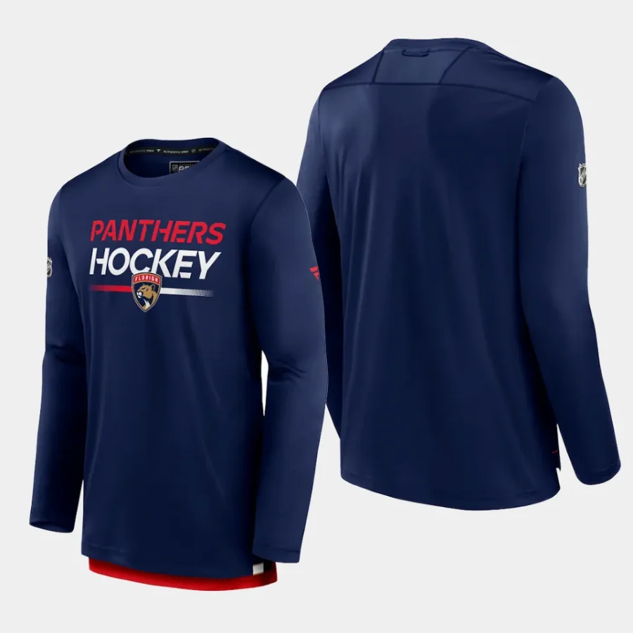 men florida panthers authentic pro navy long sleeve t shirt