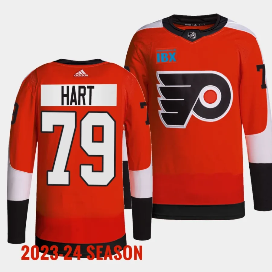 men flyers carter hart 2023 24 primegreen home authentic pro burnt orange jersey