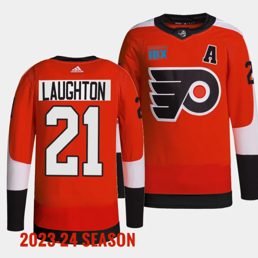 men flyers scott laughton 2023 24 primegreen home authentic pro burnt orange jersey