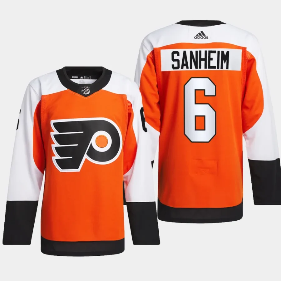 men flyers travis sanheim 2023 24 home authentic primegreen burnt orange jersey