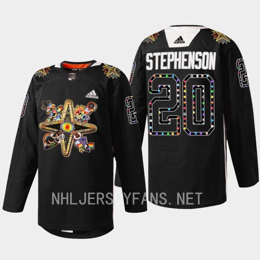 men golden knights chandler stephenson warmups 2023 pride knight black jersey