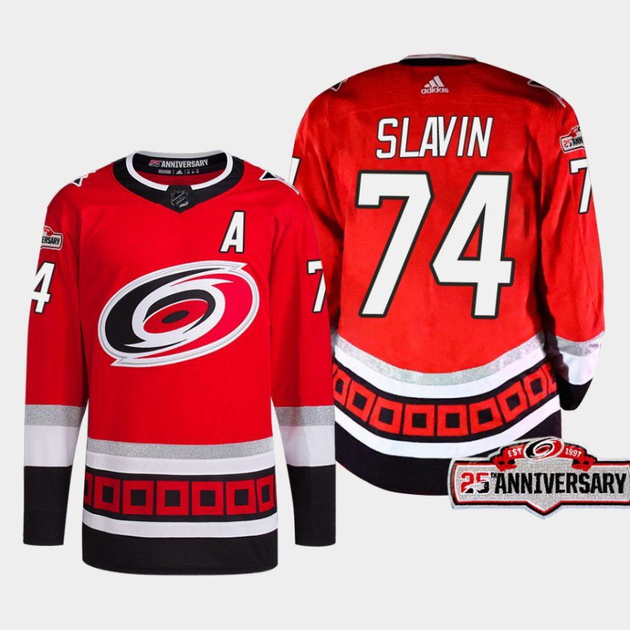 men hurricanes jaccob slavin 2022 23 25th anniversary third red jersey