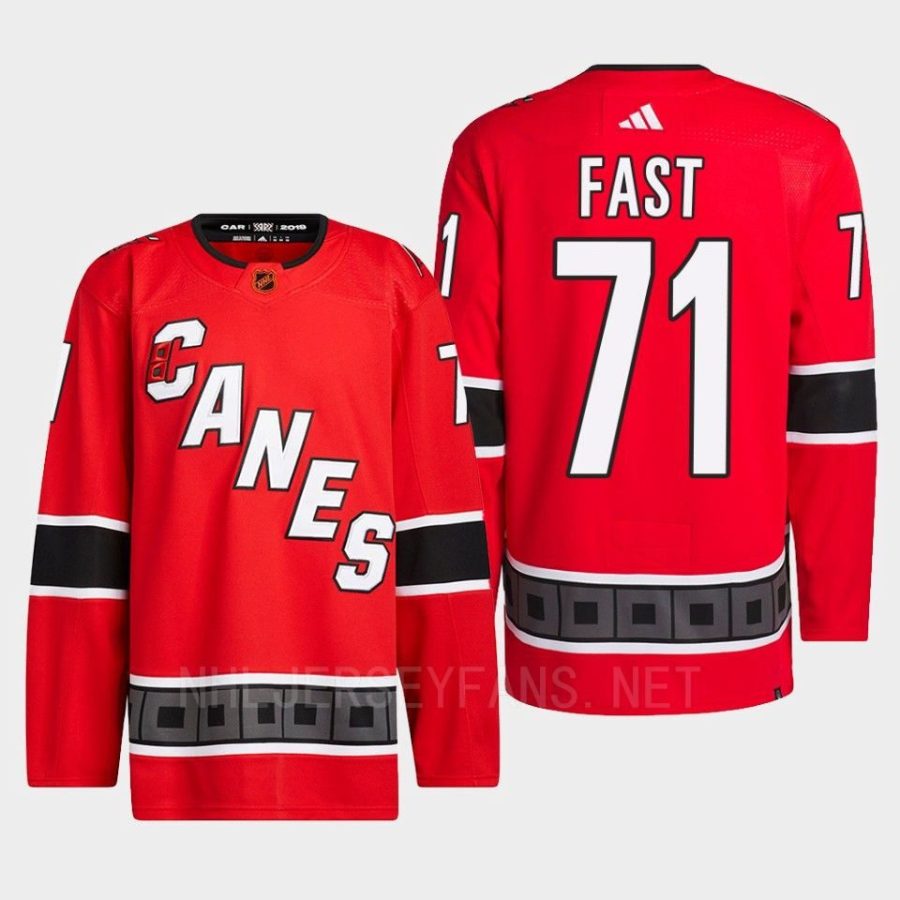 men hurricanes jesper fast 2022 authentic primegreen reverse retro 2.0 red jersey