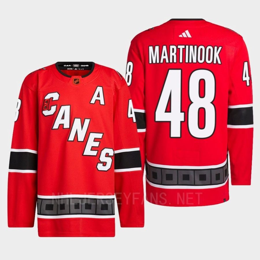 men hurricanes jordan martinook 2022 authentic primegreen reverse retro 2.0 red jersey