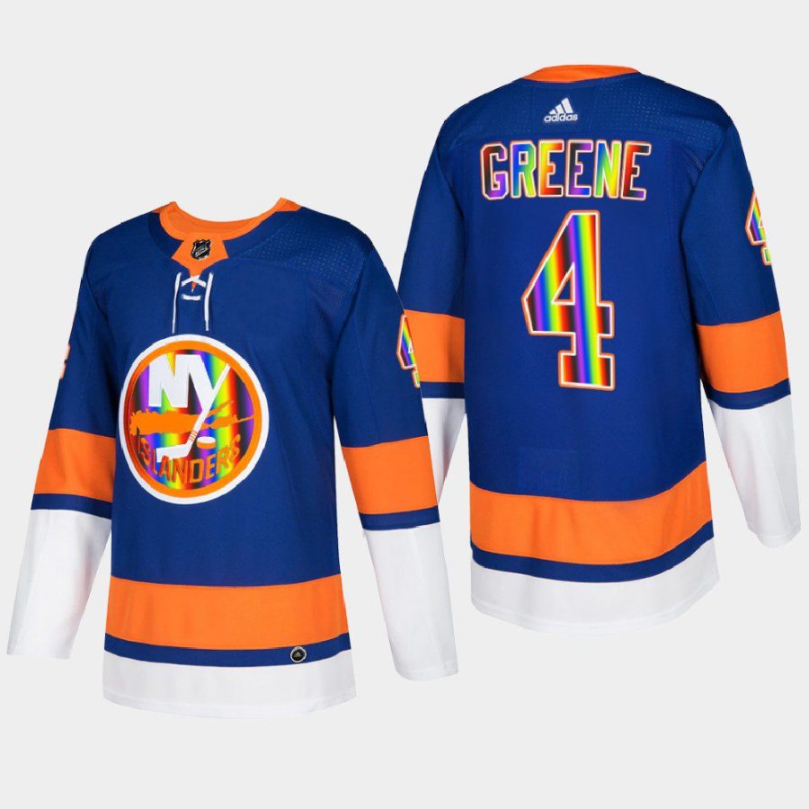 men islanders andy greene hockeyisforeveryone pride night 2022 royal jersey