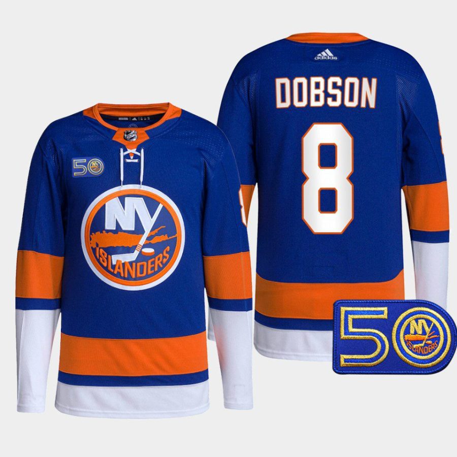 men islanders noah dobson primegreen authentic 50th anniversary royal jersey