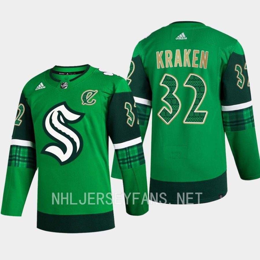 men kraken primegreen authentic 2023 st. patricks day green jersey