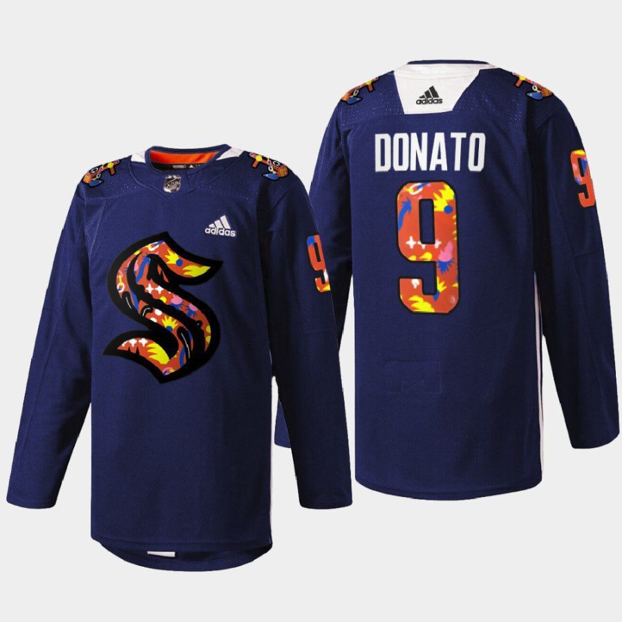 men kraken ryan donato 2022 stevie artwork warmup women of hockey navy jersey