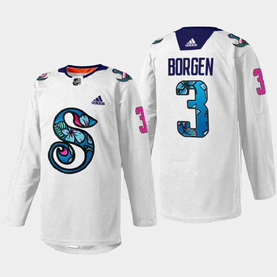 men kraken will borgen 2022 warmup pride night white jersey