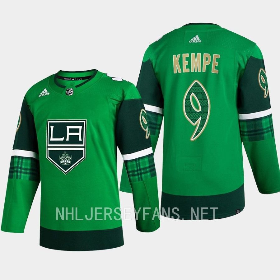 men la kings adrian kempe 2023 st. patricks day primegreen authentic jersey green