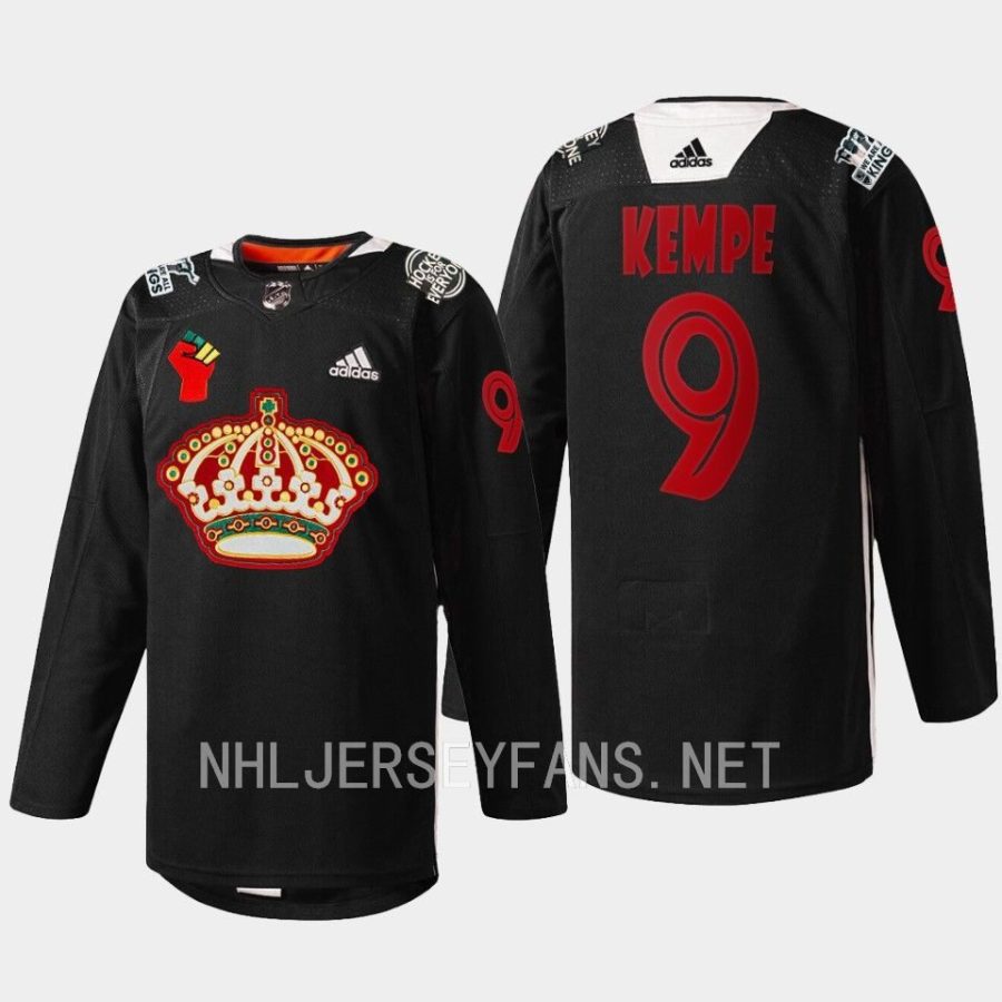 men la kings adrian kempe 2023 warm up black history month black jersey