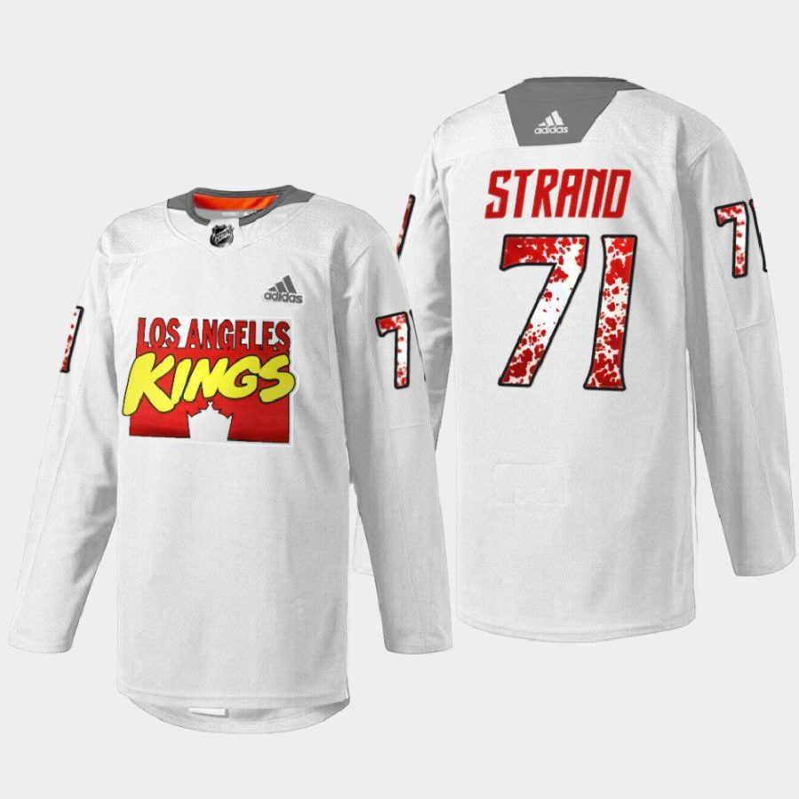 men la kings austin strand special warmup marvel super hero night 2022 white jersey