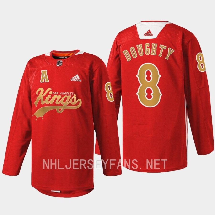 men la kings drew doughty 2022 warm up cherry la red jersey