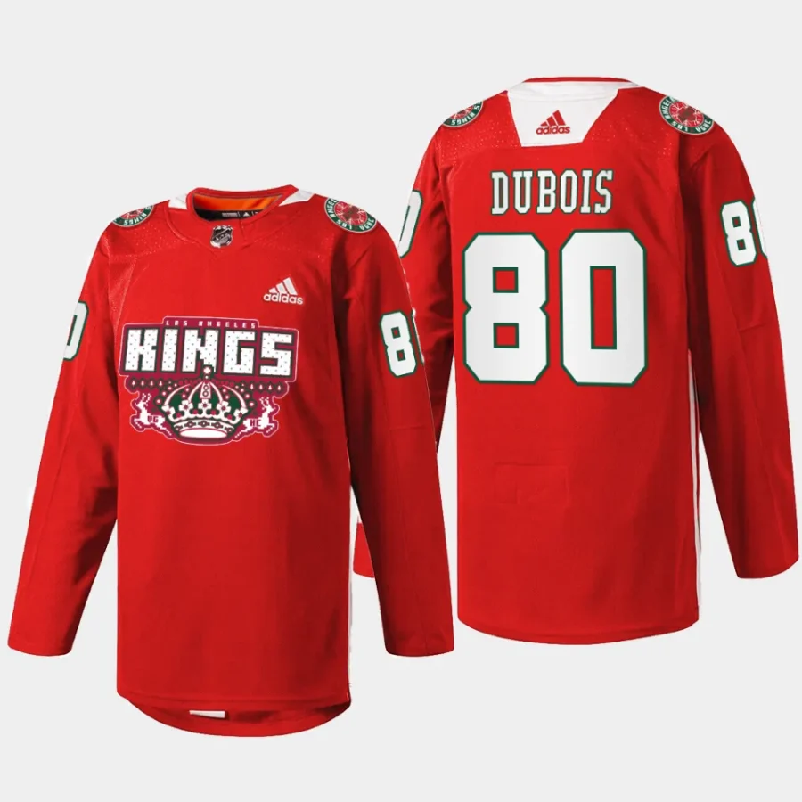 men la kings pierre luc dubois specialty 2023 x mas holiday red jersey