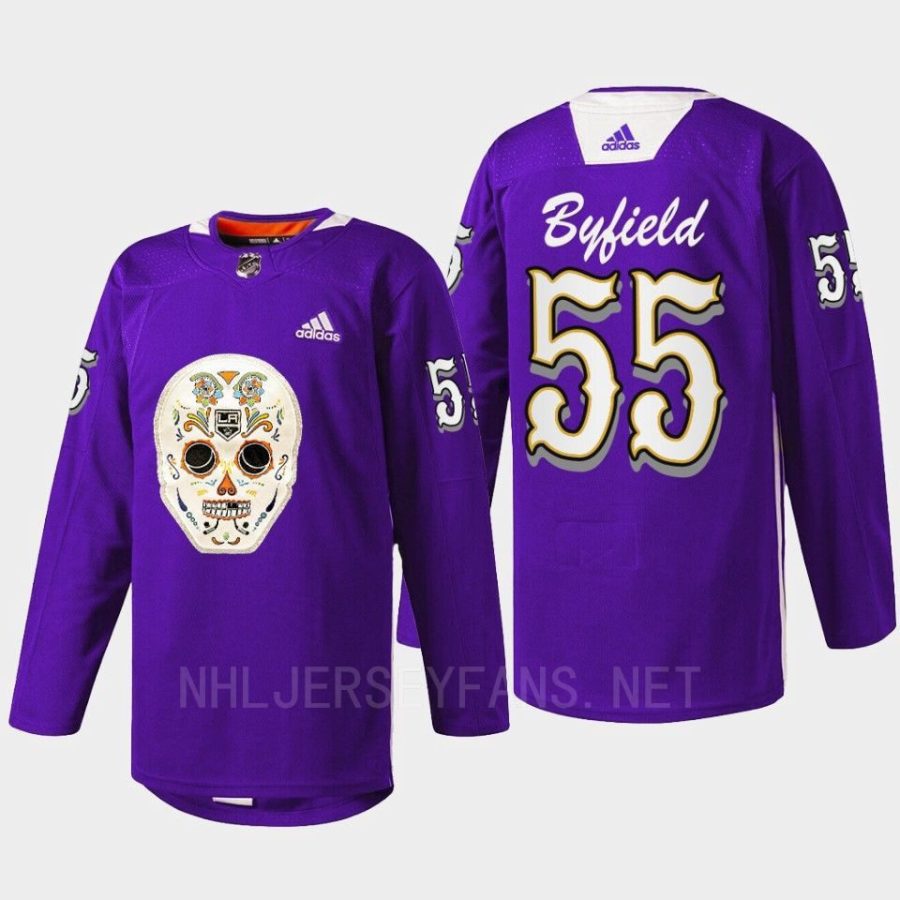 men la kings quinton byfield sugar skull warmup dia de los metros night 2022 purple jersey