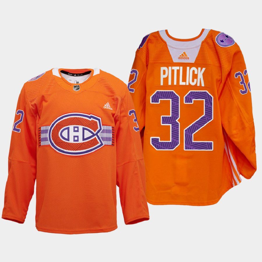 men les canadiens rem pitlick warmup indigenous celebration night 2022 orange jersey