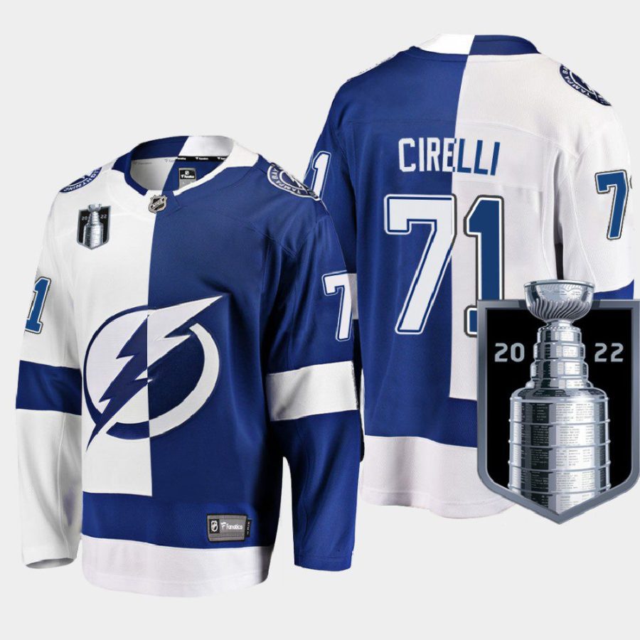 men lightning anthony cirelli split 2022 eastern conference champs blue white jersey