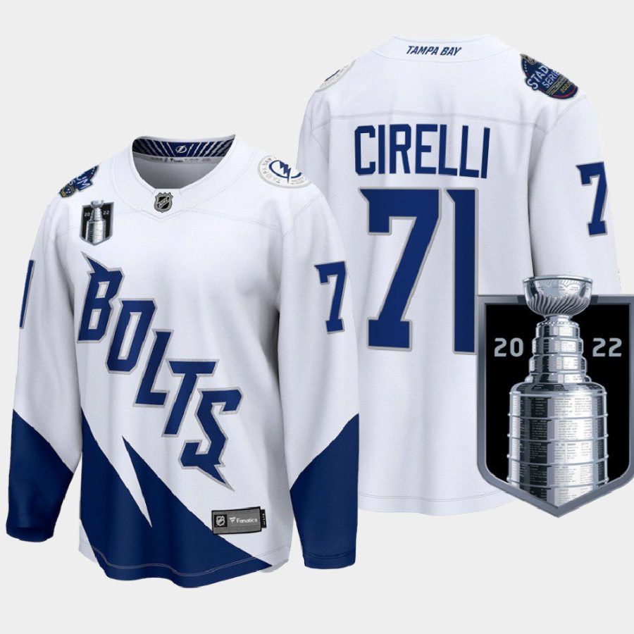 men lightning anthony cirelli stadium series 2022 stanley cup final white jersey