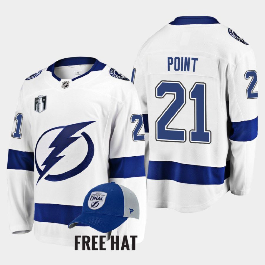 men lightning brayden point away 2022 stanley cup final white jersey