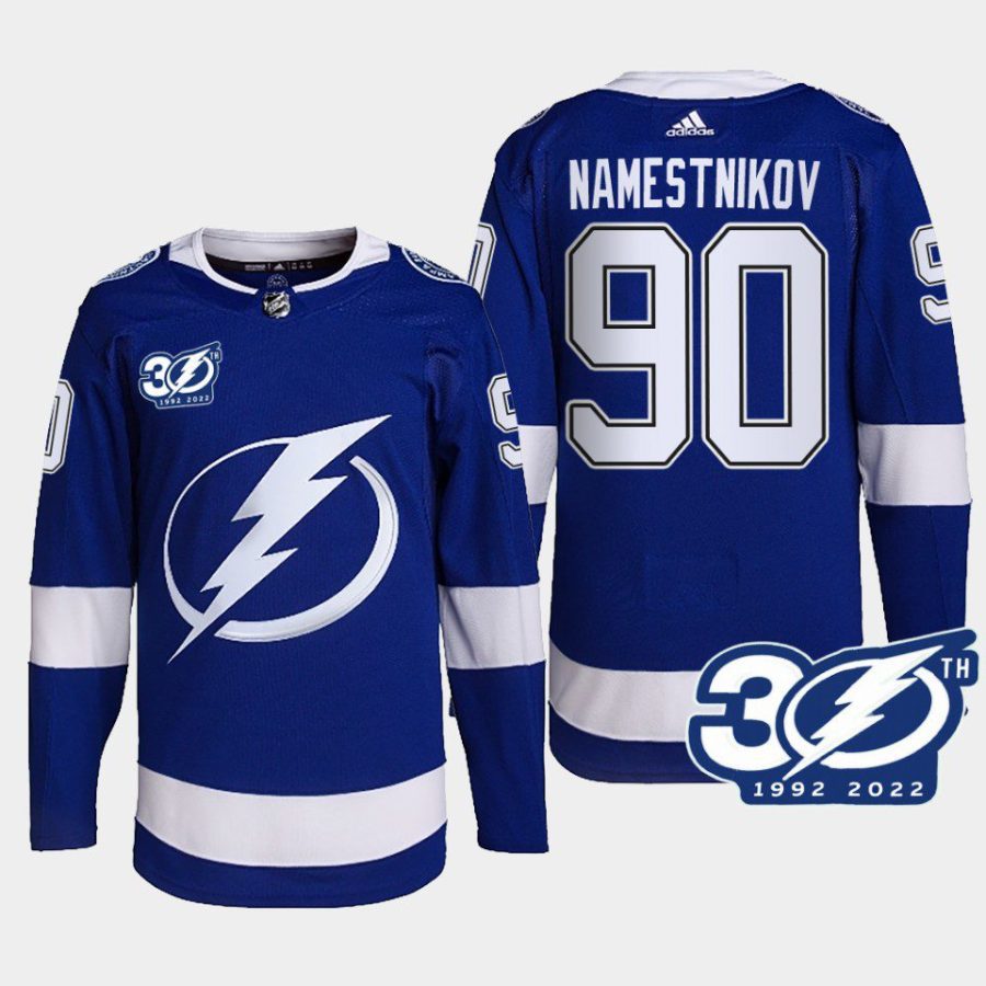 men lightning vladislav namestnikov 1992 2022 authentic home 30th season blue jersey