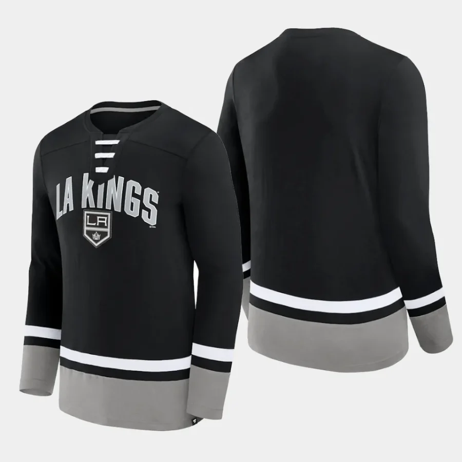 men los angeles kings back pass black lace up long sleeve t shirt