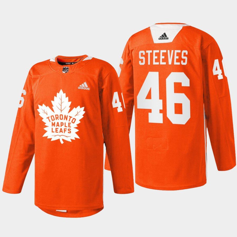 men maple leafs alex steeves 2022 warmup every child matters orange jersey